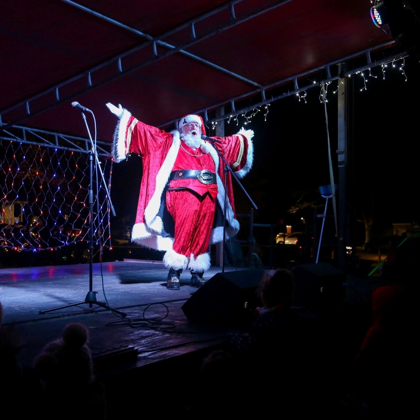 Santa on Stage at Christmas Village