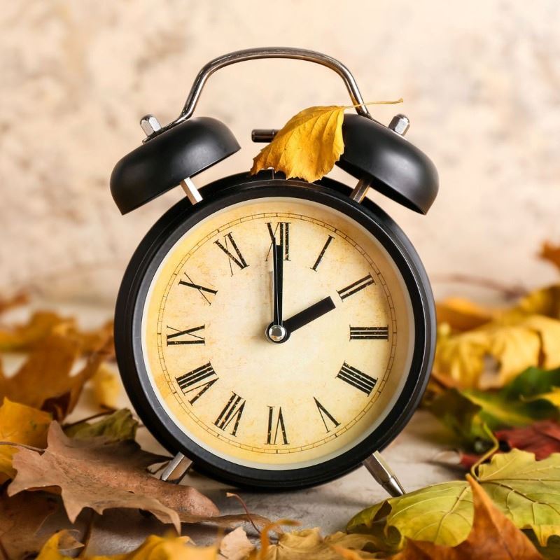 Clock with leaves on it