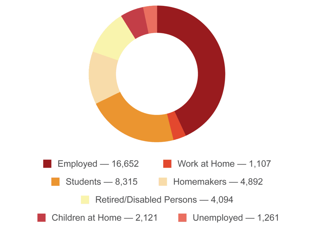 Graph showing employment information about the population